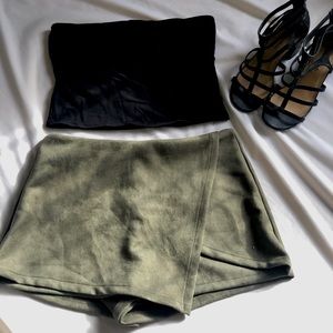 Olive green suede skort - NWOT - NEVER WORN